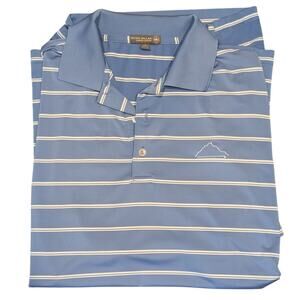 Peter Millar Summer Comfort Men's Golf Polo Blue with Stripes Large